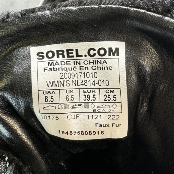 Sorel Womens boots 8.5 Brex Black leather Faux shearling block heel lace-up boot - Picture 6 of 16